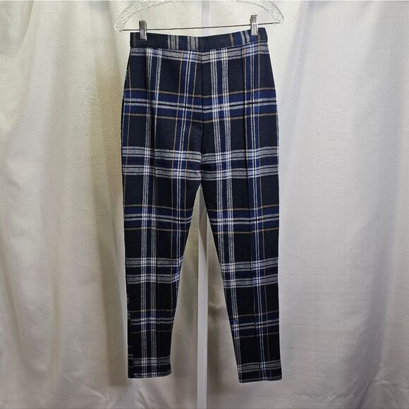 Free People Blue Carnaby Plaid High Waisted Skinny Pants Size 6 - Picture 7 of 7
